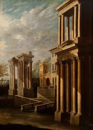 Exterior View of Buildings by Leonardo Coccorante Oil Painting
