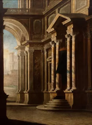 View of the Interior of a Building by Leonardo Coccorante Oil Painting