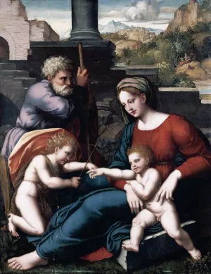 The Holy Family with the Infant St John by Leonardo Da Pistoia - Oil Painting Reproduction