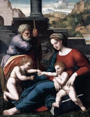 The Holy Family with the Infant St John Oil painting by Leonardo Da Pistoia
