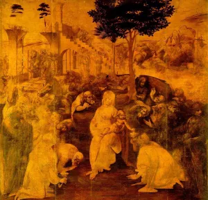 Adoration of the Magi Oil painting by Leonardo Da Vinci