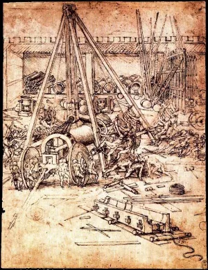 Cannon Foundry by Leonardo Da Vinci - Oil Painting Reproduction