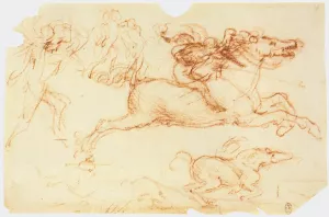 Galloping Rider and Other Figures by Leonardo Da Vinci Oil Painting