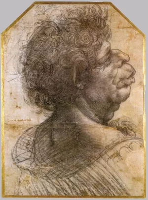 Grotesque Head by Leonardo Da Vinci - Oil Painting Reproduction