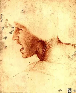 Male Head Screaming by Leonardo Da Vinci Oil Painting