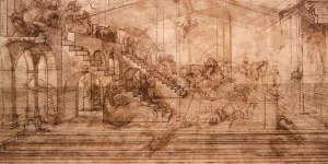 Perspectival Study of the Adoration of the Magi by Leonardo Da Vinci - Oil Painting Reproduction