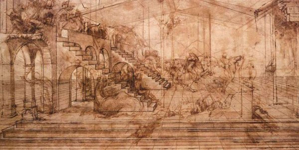 Main Product Photo of Perspectival Study of the Adoration of the Magi Painting by Leonardo Da Vinci