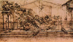 Perspective Drawing by Leonardo Da Vinci - Oil Painting Reproduction