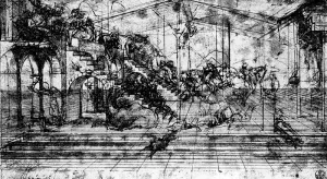Perspective Study for the Adoration of the Kings by Leonardo Da Vinci Oil Painting