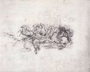 Riders in the Battle of Anghiari Oil painting by Leonardo Da Vinci