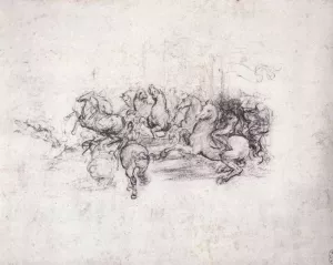 Riders in the Battle of Anghiari painting by Leonardo Da Vinci