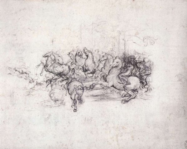 Main Product Photo of Riders in the Battle of Anghiari Painting by Leonardo Da Vinci