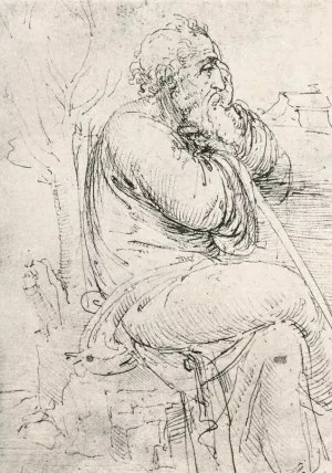 Seated Old Man by Leonardo Da Vinci - Oil Painting Reproduction