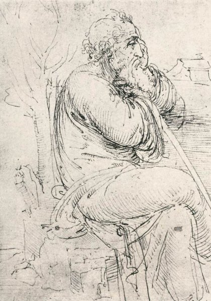 Main Product Photo of Seated Old Man Painting by Leonardo Da Vinci