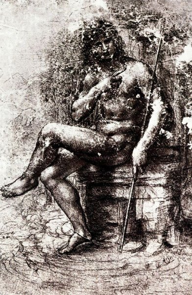 Main Product Photo of St. John in the Wilderness (Design)  Painting by Leonardo Da Vinci
