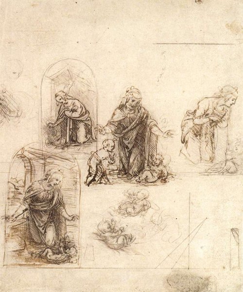 Main Product Photo of Studies for a Nativity Painting by Leonardo Da Vinci