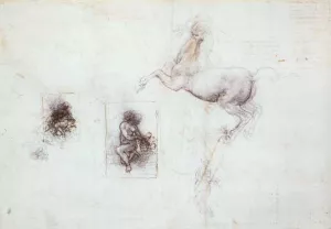 Studies of Leda and a Horse by Leonardo Da Vinci Oil Painting