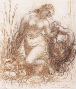 Study for a Kneeling Leda by Leonardo Da Vinci - Oil Painting Reproduction