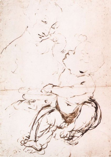 Main Product Photo of Study for the Madonna with the Fruit Bowl Painting by Leonardo Da Vinci
