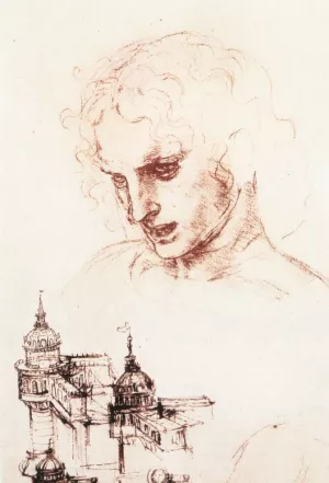 Study of an apostle's head and architectural study Oil painting by Leonardo Da Vinci