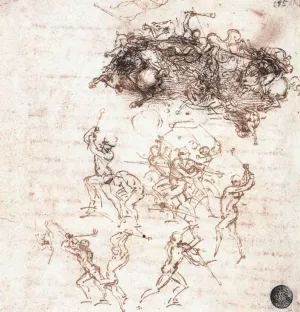 Study of Battles on Horseback and on Foot by Leonardo Da Vinci Oil Painting