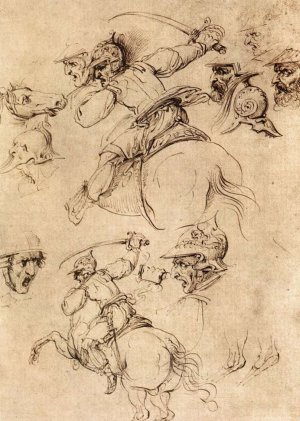 Study of Battles on Horseback by Leonardo Da Vinci Oil Painting