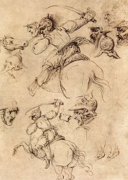 Main Product Photo of Study of Battles on Horseback Painting by Leonardo Da Vinci