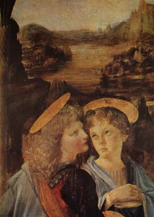 The Baptism of Christ Detail Oil painting by Leonardo Da Vinci