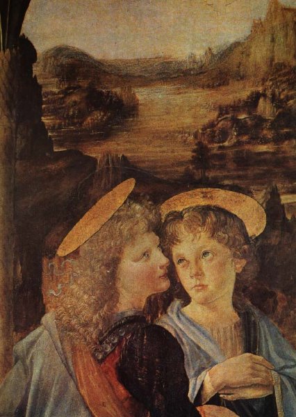 Main Product Photo of The Baptism of Christ Detail Painting by Leonardo Da Vinci