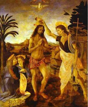 The Baptism of Christ Oil painting by Leonardo Da Vinci