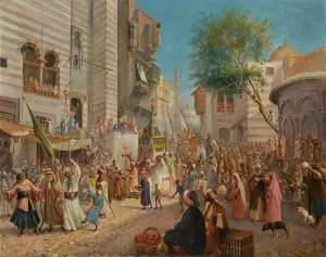 The Departure Of The Mahmal From Cairo by Leonardo De Mango Oil Painting