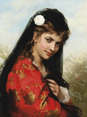 A Spanish Beauty Oil painting by Leonardo Gasser
