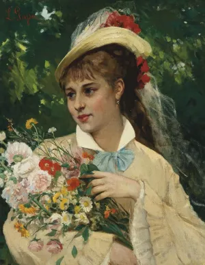 The Flower Girl painting by Leonardo Gasser