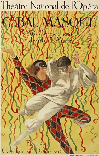 Theatre National De L'opera Grand Bal De La Mi-Careme  by Leonetto Cappiello - Hand-Painted Oil Painting Reproduction