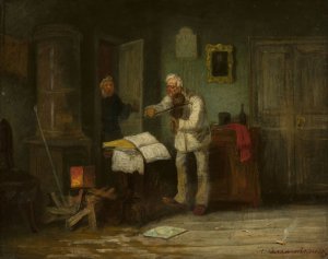 Fiddler by Leonid I. Solomatkin Oil Painting