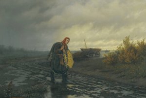 The Stormy Road by Leonid Ivanovich Solomatkin Oil Painting