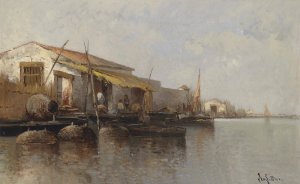 In der Lagune by Leontine Von Littrow Oil Painting