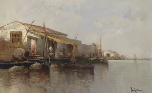 In der Lagune by Leontine Von Littrow Oil Painting