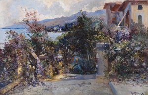 Kustenlandschaft bei Abbazia by Leontine Von Littrow Oil Painting