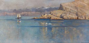 Marine landscape by Leontine Von Littrow Oil Painting