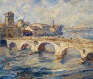 Ponte Pietra Verona by Leontine Von Littrow Oil Painting