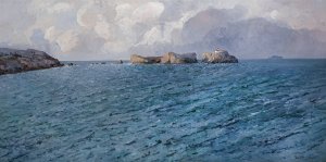 Rocky seaside by Leontine Von Littrow Oil Painting
