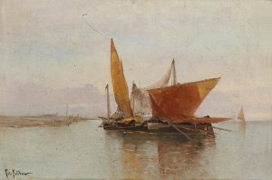 Segelboote by Leontine Von Littrow Oil Painting