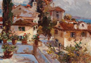 Southern street scene by Leontine Von Littrow Oil Painting