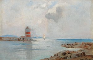 The Lighthouse by Leontine Von Littrow Oil Painting