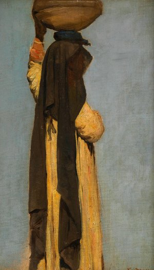 Figurenstudie einer gefastragenden Araberin by Leopold Carl Muller Oil Painting