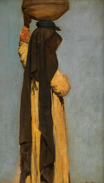 Main Product Photo of Figurenstudie einer gefastragenden Araberin  Painting by Leopold Carl Muller