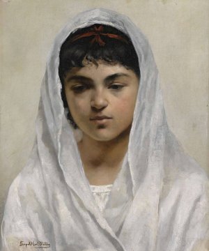 Girl In White by Leopold Carl Muller Oil Painting