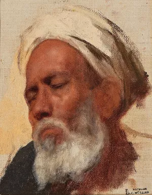 Study of a Head by Leopold Carl Muller Oil Painting