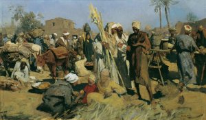 Zuckerrohrmarkt Markt in Oberagypten by Leopold Carl Muller Oil Painting